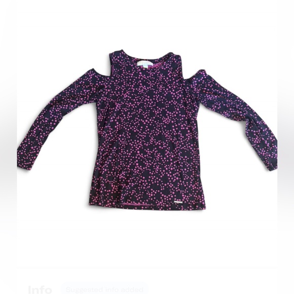 Michael Kors Tops - Michael Kors Y2K Star Cold Shoulder Top Black Pink Long Sleeve Size S